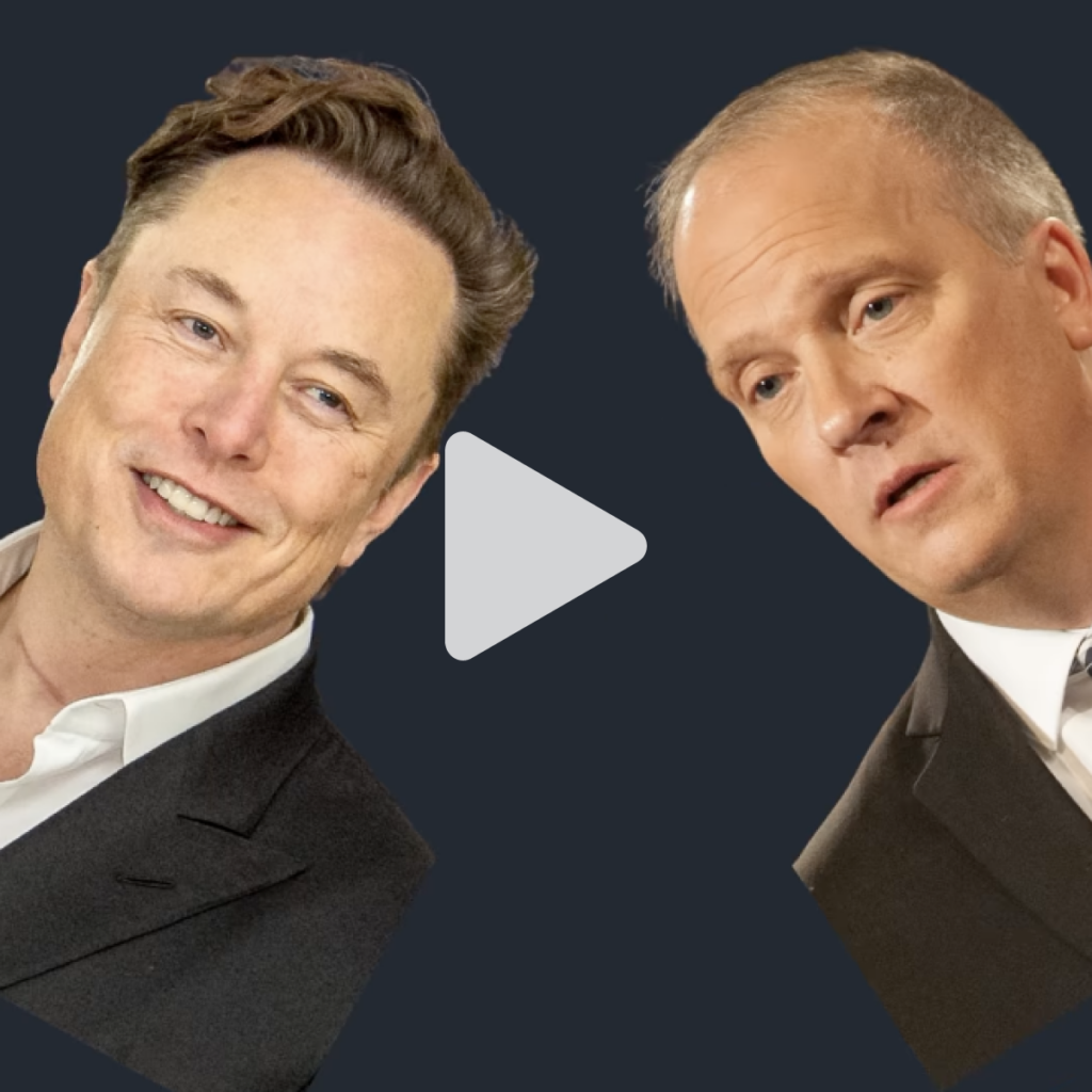 Clicking this collage of Elon Musk and Brad Schimel takes you to a Moms Demand Action reel about the stakes of the 2025 Wisconsin Supreme Court Election.