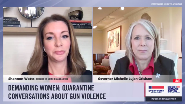 Governor Michelle Lujan Grisham in conversation with Shannon Watts on a live Demanding Women conversation.